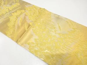 アンティーク　遠山に樹木模様織り出し袋帯（着用可）